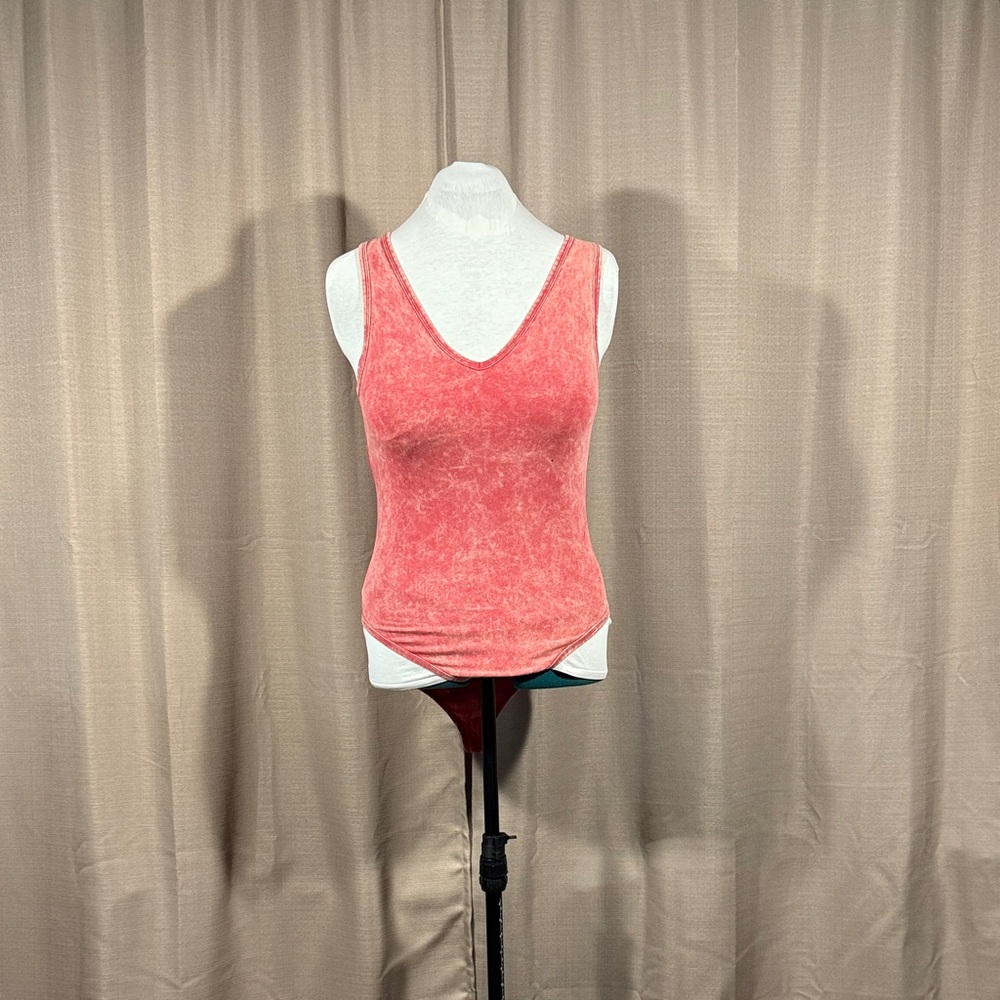 Zenana | Coral Mineral Washed Bodysuit | XL